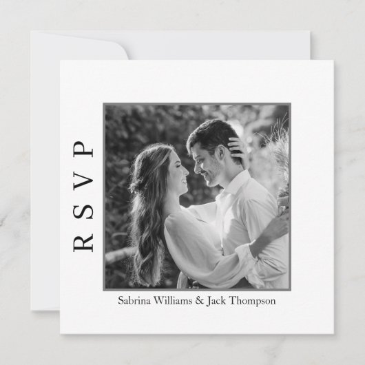 Invitation Photo simple noir et blanc QR Code Site Web RSVP (Devant)