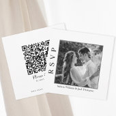 Invitation Photo simple noir et blanc QR Code Site Web RSVP
