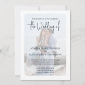 Invitation Photo simple QR Code Dusty Blue RSVP (Devant)