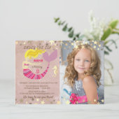 Invitation Photo Sirène rose Anniversaire (Debout devant)