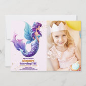 Invitation Photo Sirène Sleek Sous La Mer Anniversaire (Devant)