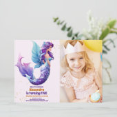 Invitation Photo Sirène Sleek Sous La Mer Anniversaire (Debout devant)