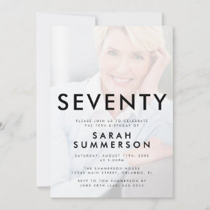 Invitation Photo Soixante-dix Noir Blanc 70e Anniversaire