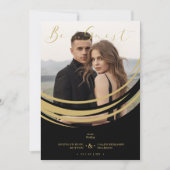 Invitation Photo Sophisticated Modern Golden Abstract Shape (Devant)