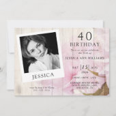 Invitation Photo Sophistiquée Classique Anniversaire féminin (Devant)