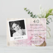 Invitation Photo Sophistiquée Classique Anniversaire féminin (Debout devant)