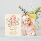 Invitation Photo sous l'aquarelle de la mer Anniversaire (Debout devant)