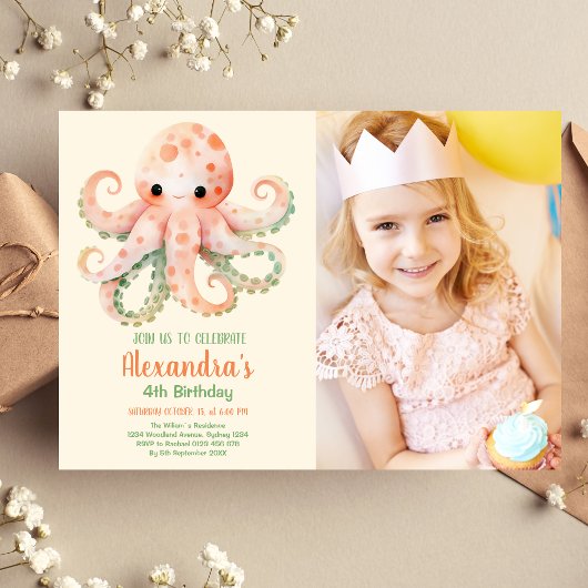 Invitation Photo sous l'aquarelle de la mer Anniversaire
