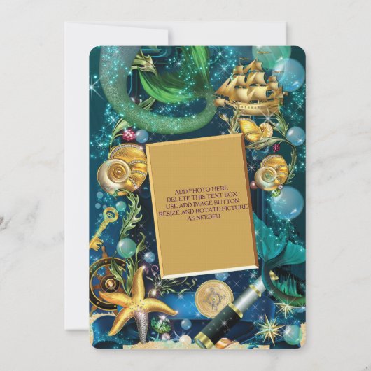 Invitation Photo sous l'Invitation du Parti des sirènes du pi (Dos)