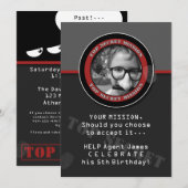 Invitation photo SPY Birthday Party (Devant / Derrière)