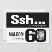 Invitation Photo ssh hommes noir blanc 60e anniversaire invit (Devant)