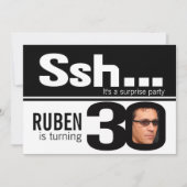 Invitation Photo ssh men noir blanc 30e anniversaire 4 photos (Devant)