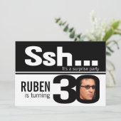 Invitation Photo ssh men noir blanc 30e anniversaire 4 photos (Debout devant)