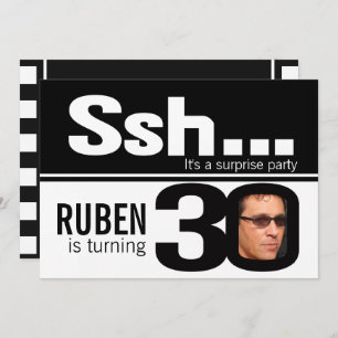 Invitation Photo ssh men noir blanc 30e anniversaire 4 photos