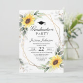 Invitation PHOTO Sunflower Eucalyptus Graduation Party (Debout devant)
