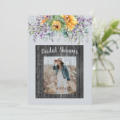 Invitation Photo Sunflower Lavender Fête des mariées rustique (Debout devant)