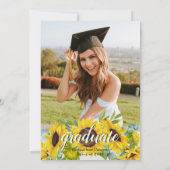 Invitation Photo Sunflower Script Graduation Party (Dos)