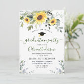 Invitation PHOTO Sunflowers Eucalyptus Graduation Party (Debout devant)