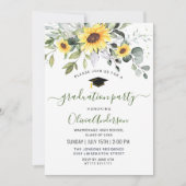 Invitation PHOTO Sunflowers Eucalyptus Graduation Party (Devant)