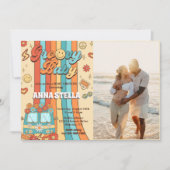 Invitation Photo super Baby Retro Rainbow Baby shower Party (Devant)