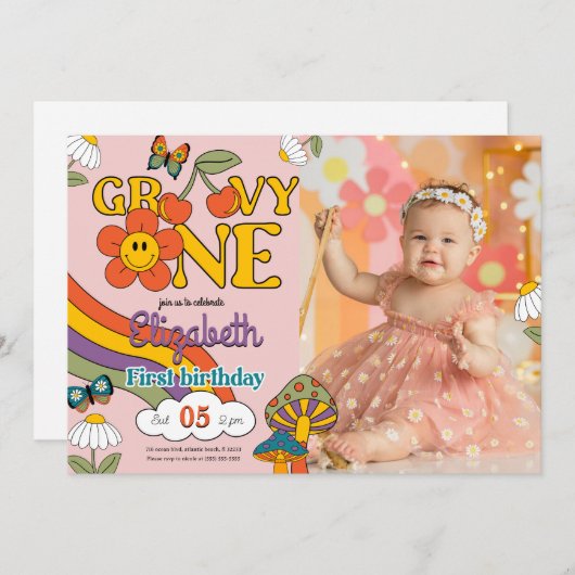 Invitation photo super d'un jour d'anniversaire (Devant / Derrière)