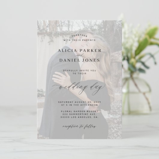 Invitation Photo superposition simple élégant mariage moderne (Debout devant)