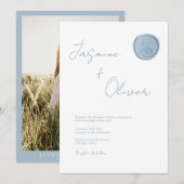 Invitation photo sur mesure sceau de cire bleu poussiéreux ét (Devant / Derrière)