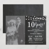 Invitation Photo sur tableau noir pour les 10 ans de mariage (Devant / Derrière)