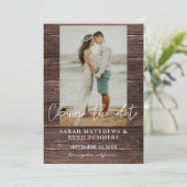 Invitation Photo sur Wood Change the Date (Debout devant)