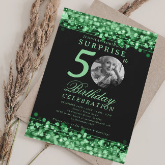 Invitation Photo SURPRISE 50e anniversaire Vertes lumières