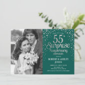 Invitation Photo Surprise 55e anniversaire - Argent vert (Debout devant)