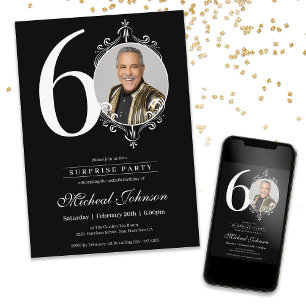 Invitation Photo Surprise 60e fête d'anniversaire