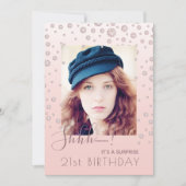 Invitation Photo Surprise Anniversaire de la fête rose diaman (Devant)