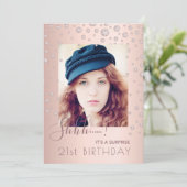 Invitation Photo Surprise Anniversaire diamants roses or rose (Debout devant)