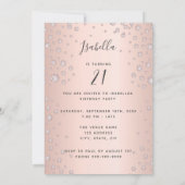 Invitation Photo Surprise Anniversaire diamants roses or rose (Dos)