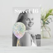 Invitation *~* PHOTO Sweet 16 Anniversaire Rainbow Balloon AP (Debout devant)