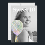 Invitation *~* PHOTO Sweet 16 Anniversaire Rainbow Balloon AP<br><div class="desc">(rechercher AP29 pour des designs similaires sur différents produits)(Cette conception peut être facilement adaptée à N'IMPORTE QUEL ÂGE ou ÉVÉNEMENT )) Rejoignez si vous avez besoin d'aide. *~* Energy Enhanced SWEET 16 Anniversaire Invitation. Modifier / Modifier le texte et la PHOTO de la douce fille d'anniversaire 16. Abstrait Artsy Girly...</div>
