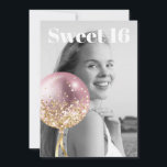 Invitation *~* PHOTO Sweet 16 Balloon Rose Anniversaire AP29<br><div class="desc">(rechercher AP29 pour des designs similaires sur différents produits)(Cette conception peut être facilement adaptée à N'IMPORTE QUEL ÂGE ou ÉVÉNEMENT )) Rejoignez si vous avez besoin d'aide. *~* Energy Enhanced SWEET 16 Anniversaire Invitation. Modifier / Modifier le texte et la PHOTO de la douce fille d'anniversaire 16. Abstrait Artsy Girly...</div>