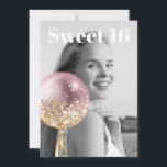 Invitation *~* PHOTO Sweet 16 Balloon Rose Anniversaire AP29<br><div class="desc">(rechercher AP29 pour des designs similaires sur différents produits)(Cette conception peut être facilement adaptée à N'IMPORTE QUEL ÂGE ou ÉVÉNEMENT )) Rejoignez si vous avez besoin d'aide. *~* Energy Enhanced SWEET 16 Anniversaire Invitation. Modifier / Modifier le texte et la PHOTO de la douce fille d'anniversaire 16. Abstrait Artsy Girly...</div>