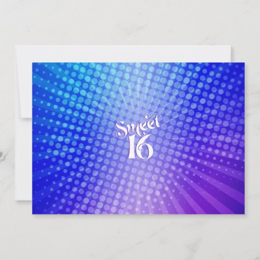 Invitation Photo Sweet 16 Dégradé Violet Bleu Groovy Rétro (Dos)