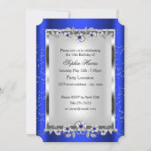 Invitation Photo Sweet 16 Royal Blue Diamant Argent Bijou (Dos)