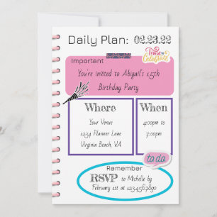 Invitation Photo Tendance Daily Planner Moderne Chic Annivers