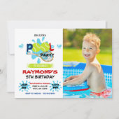 Invitation Photo Tennis Pool Party Anniversaire (Devant)