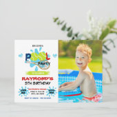 Invitation Photo Tennis Pool Party Anniversaire (Debout devant)