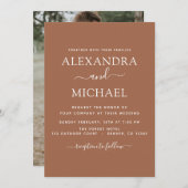 Invitation Photo Terra Cotta Boho Mariage Simple (Devant / Derrière)