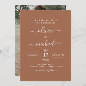 Invitation Photo Terra Cotta Boho Mariage Simple (Devant / Derrière)