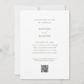 Invitation Photo texte blanc et élégant Mariage de code QR (Dos)