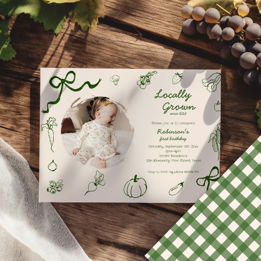 Invitation Photo tirée à la main dans la ferme cultivée local