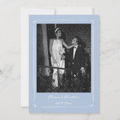 Invitation Photo tirée à la main Mariage blanc et bleu foncé (Dos)