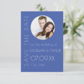 Invitation Photo tonale bleu moderne Enregistrer la date (Debout devant)
